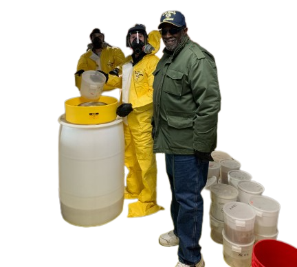 ASMAI Employees Image of a group of ASMAI employees with containers for RMW